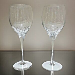 Set of 2 Atlantis Cello Crystal Water Goblets Glasses 9.5" Blown Glass Retired